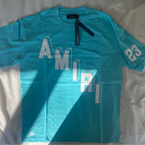 AMIRI Turquoise Short Sleeve Tee - Picture 1 of 5